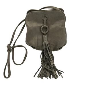 Hobo Birdy Leather Crossbody Bag Grey Tasselled Accent